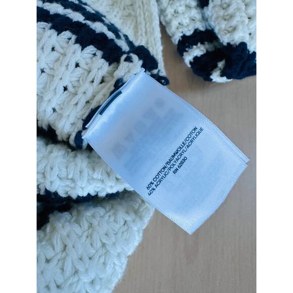 Nautical Striped Chunky Knit Sweater Size Large Cotton Lands' End Coastal Beachy - Picture 4 of 9